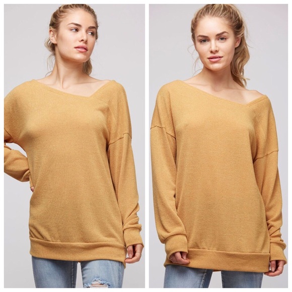 New Mustard asymmetric hacci sweatshirt - Picture 2 of 2